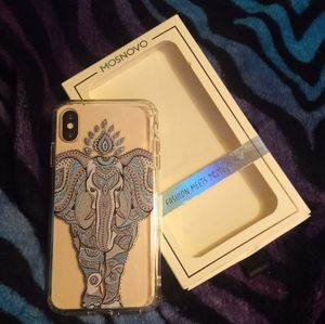 🤑NIB "MOSNOVO" Case for iPhone X/Xs, Henna Elephant Design Slim Clear